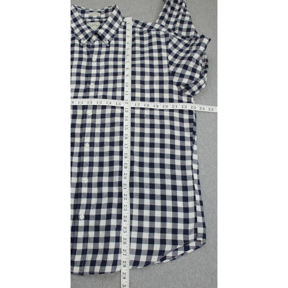 J Crew Shirt Mens Size Large Cotton Linen Gingham Slim Untucked Button-Down - Picture 7 of 7